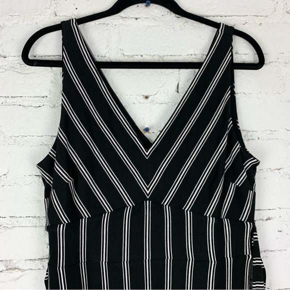 Loft Beach Black Striped Sleeveless Waist Tie Maxi Dress Medium - Picture 10 of 11